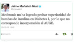 Ministro de Salud afirma que bombas de insulina no estarán en canasta GES para diabetes tipo 1. El secretario de estado sorprendió con la declración a través de la red social twitter.